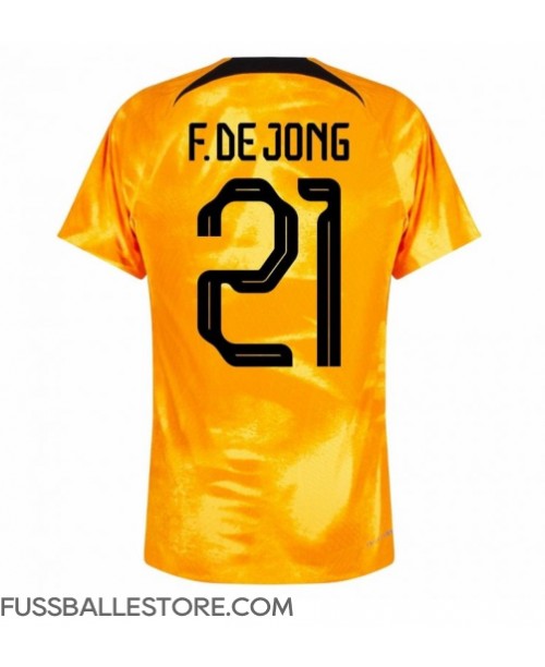 Günstige Niederlande Frenkie de Jong #21 Heimtrikot WM 2022 Kurzarm